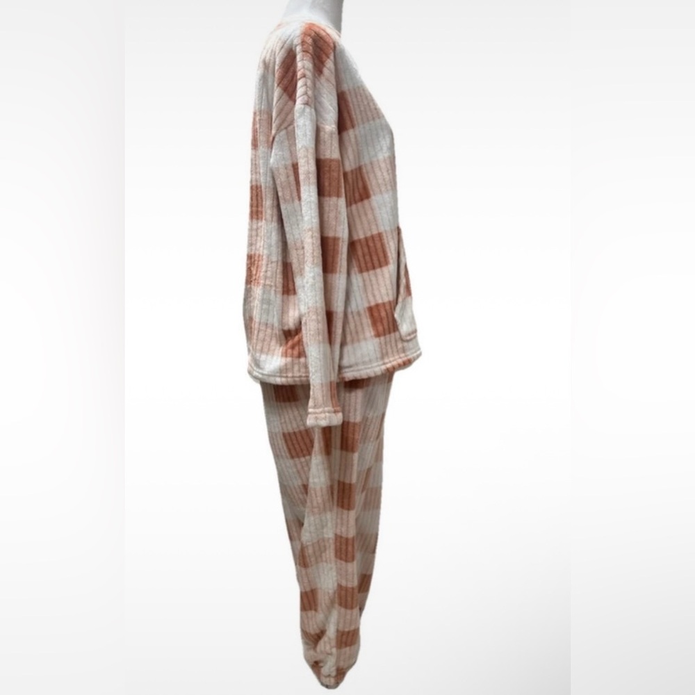 Joyspun Plush Pajama Set L (12-14) Apricot and White - Picture 3 of 5